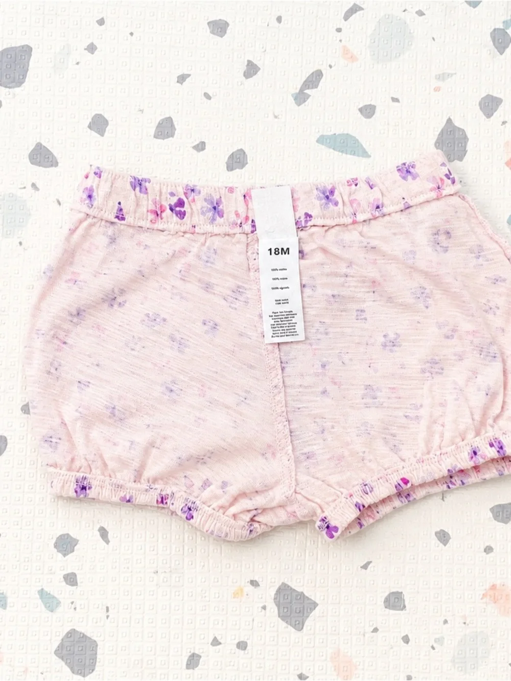 Girls Floral Pink Bubble Shorts with Purple Accent
